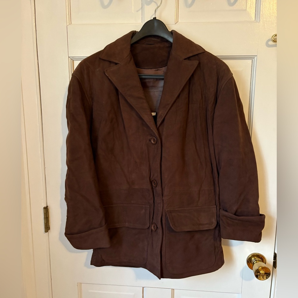 Vintage 90s Coach Suede Leather Jacket in Chocolate Brown, Women’s Size XS